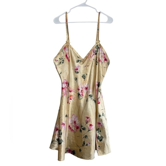 delicates Other - Delicates Cream Floral Satin Mini Nightgown Slip Dress Size Large